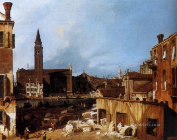 Canaletto Painting - Stonemasons Yard Canaletto